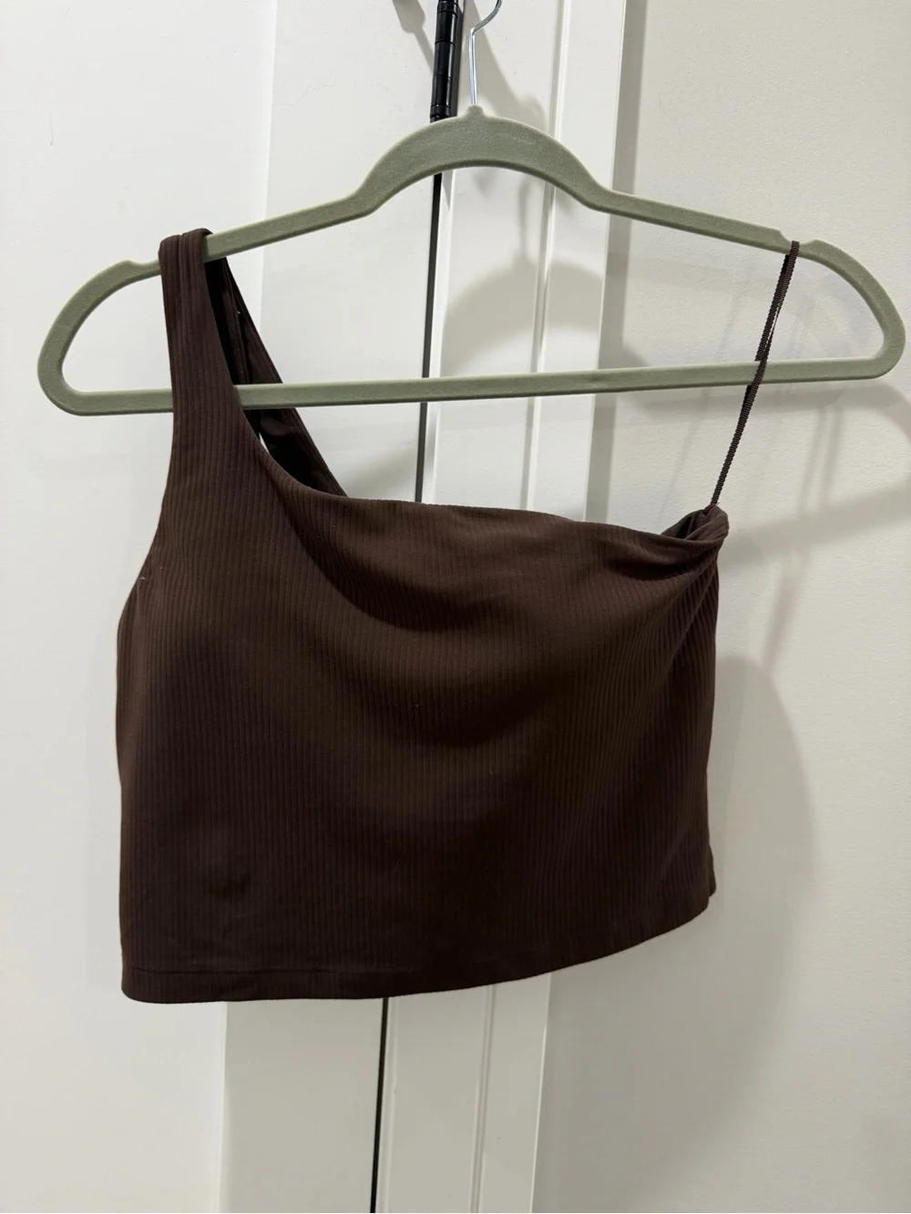 Lululemon Ribbed Nulu Asymmetrical Yoga Tank Top Espresso Sz 8